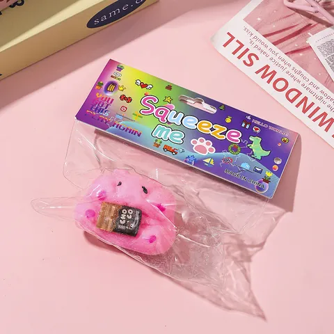 Cute Cartoon Pink Hamster Squishy Toy TPR Soft Stress Relief Squeeze Toy For Kids Adults Pink Hamster Shaped Sensory Fidget Toy Gift