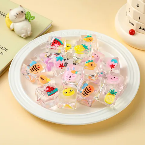 Lindo Cubito de Hielo de Frutas y Animales de Dibujos Animados Squishy TPR Transparente Sensorial Alivio del Estrés Juguete para Apretar Para Niños Adultos Regalo de Novedad