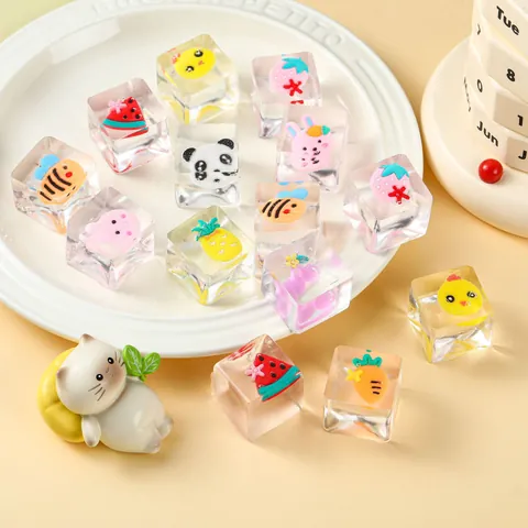 Lindo Cubito de Hielo de Frutas y Animales de Dibujos Animados Squishy TPR Transparente Sensorial Alivio del Estrés Juguete para Apretar Para Niños Adultos Regalo de Novedad