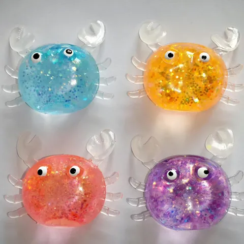 Giocattolo Squishy al Maltosio Traslucido Sfera di Decompressione Sensoriale Forme di Granchio e Conchiglia con Brillantini Regalo