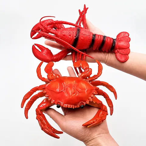 Realistic Lobster Crab Animal Model Squeaky Squishy Toy Soft Vinyl Sea Creature Cognitive Educational Toy Kids Props