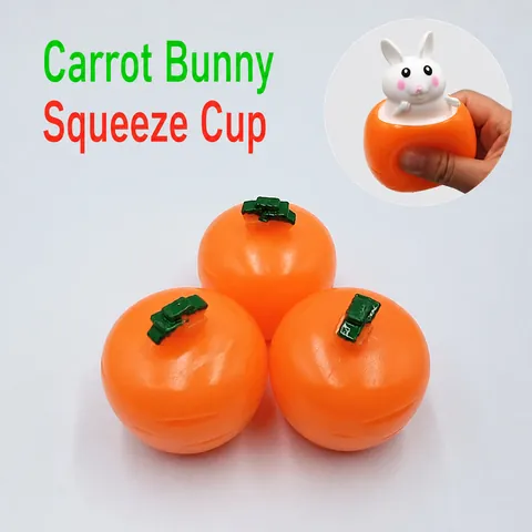 Creative Carrot Rabbit Pop-up Squishy Toy For Stress Relief Plastic Squeeze Cup Decompression Toy For Kids Adults Office Gift