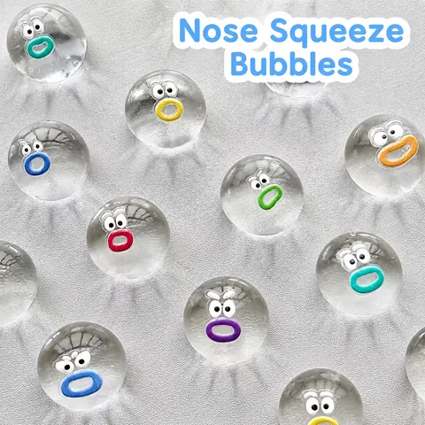 Cartoon Transparent Emoji Squishy Toy Soft TPR Stress Relief Ball For Decompression Random Expression Small Booger Gift