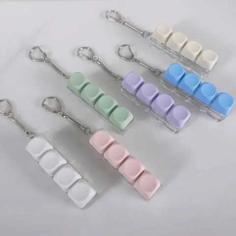 Mechanical Keyboard Switch Keychain Fidget Toy Macaron Plastic Switch Tester Decompression Clicky Keycap Keyring For Stress Relief Adults Teens