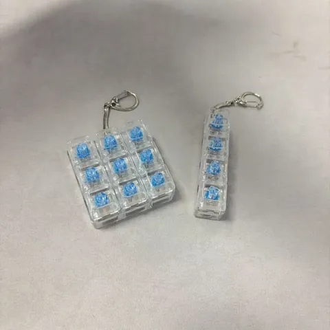 Mechanical Keyboard Switch Tester Keychain Transparent Stress Relief Toy Macaron Keycaps Fidget Keychain With Blue Switches LED Light