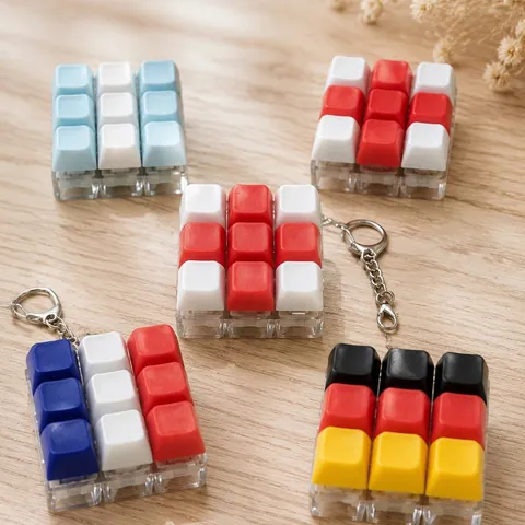 Mechanical Keyboard Switch Tester Keychain Stress Relief Squishy Toy For Office Decompression Multicolor Fidget Toy With Metal Chain
