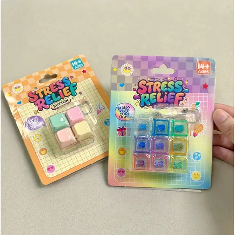Mechanical Keyboard Button Fidget Stress Relief Toy Keychain Macaron Color LED Light Button Clicker Keycap Keychain Gift