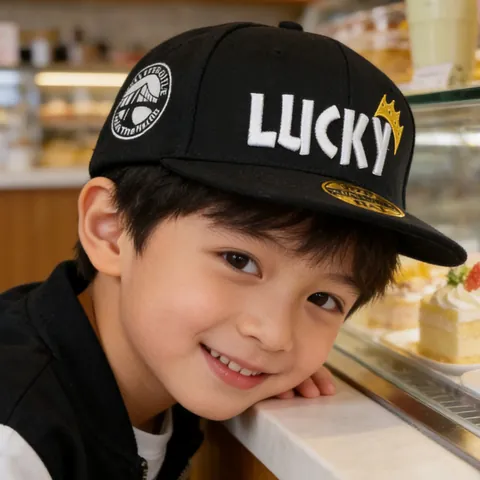 Παιδικό Καπέλο Μπέιζμπολ Snapback Με Κέντημα Lucky Crown Από Μείγμα Βαμβακιού Επίπεδο Γείσο Για Αγόρια Κορίτσια Hip Hop Στυλ