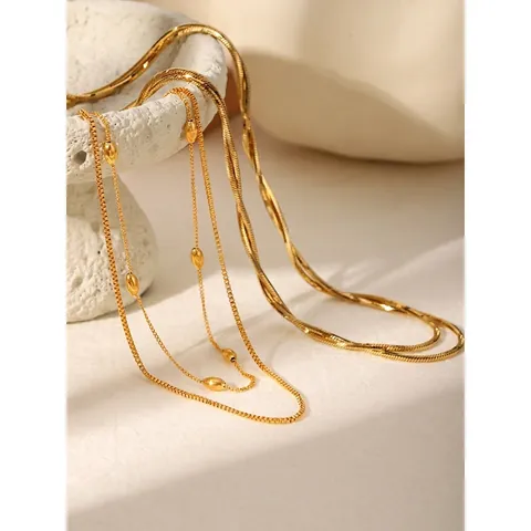 Europese Minimalistische Titanium Stalen Dubbele Laag Halsketting Goud Verguld Kunstparel Strass Hanger Halsketting Voor Vrouwen Dagelijks Sieraden