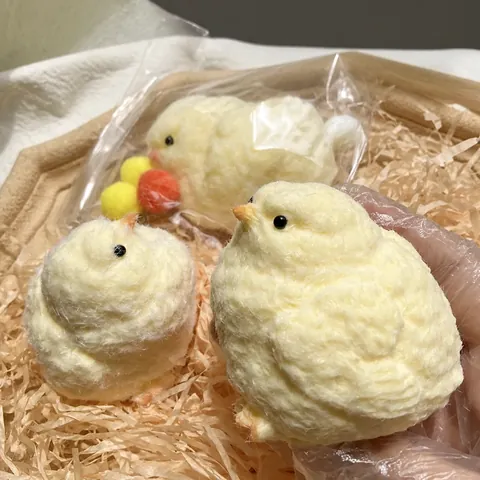 Cute Simulation Chick Squishy Toy Slow Rebound Flocked Animal Stress Relief Toy Yellow White Chick Pendant Toy