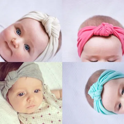 Baby Meisjes Zachte Stof Knoop Hoofdband Schattige Elastische Effen Kleur Haarband Voor Peuters Zuigelingen Kinderen Haaraccessoire