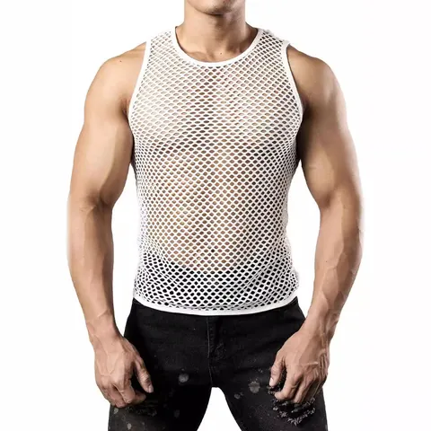Casual Herren Hohlnetz Strickweste Sommer Rundhals Einfarbig Ärmellose Atmungsaktive Sonnenschutz Weste Muskel Fit Gym Top