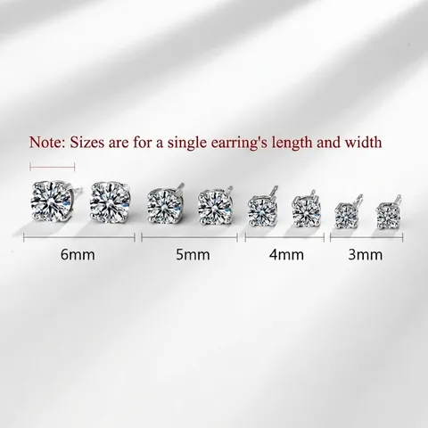 925 Sterling Silver Minimalist Rhinestone Stud Earrings Simple Round Four Prong Inlaid Earrings Fashion Women Jewelry