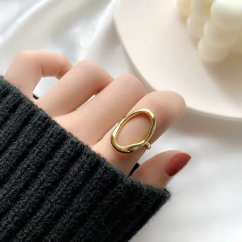Minimalistische Geometrische Offene Ringe Mit Kupferbeschichtung