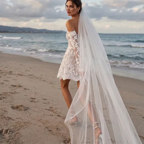 Elegant Bridal Wedding Veil Single Layer Cathedral Length Soft Mesh With Metal Comb Plain Photography Accessories