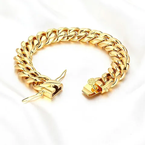 Roestvrij Stalen Cubaanse Schakel Armband Voor Mannen Vrouwen Hip Hop Goud Zilver Verguld Miami Box Sluiting Metalen Ketting Sieraden Cadeau