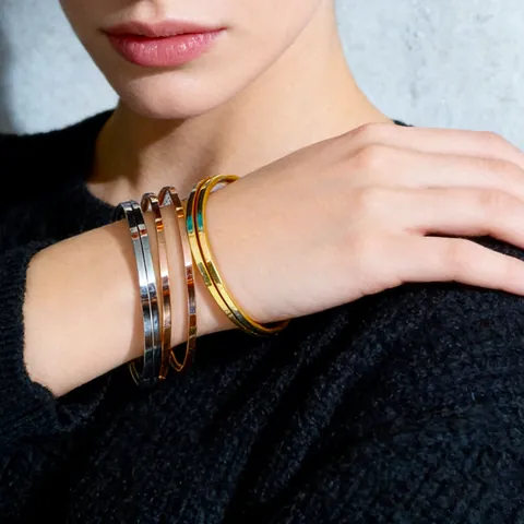 Minimalistischer Edelstahl Armreif Armband Für Damen Hochglanzpoliert Gold Silber Roségold Rund Dünn Modeschmuck Geschenk