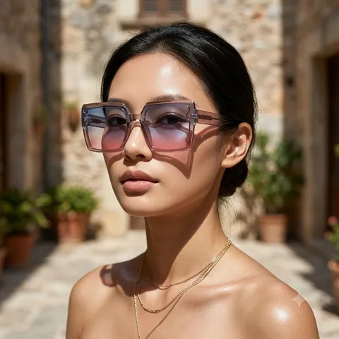 Gafas de Sol Cuadradas de Gran Tamaño para Mujer Hombre Retro Hip Hop Lentes Degradadas Marco de PC Protección UV400