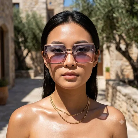 Gafas de Sol Cuadradas de Gran Tamaño para Mujer Hombre Retro Hip Hop Lentes Degradadas Marco de PC Protección UV400