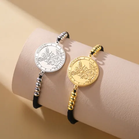 304 Stainless Steel Saint Dymphna Pendant Bracelet Mental Health Patron Saint Religious Jewelry For Men Women Gift
