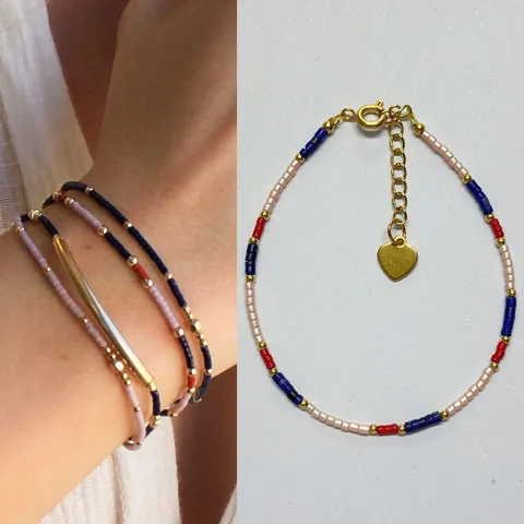 Boheems Handgemaakte Kleurrijke Kralen Armband Voor Vrouwen Roestvrij Staal Verguld Verstelbare Gelaagde Ketting Armband Hart Hanger Sieraden