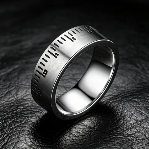 8mm Industrial 316 Stainless Steel Scale Ruler Ring For Men Women Blackened Number Carved Geometric Fashion Band Ring