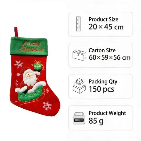 Christmas Stockings Brushed Fabric Felt Hanging Decoration Santa Snowman Reindeer Pattern Festive Merry Christmas Gift Bag