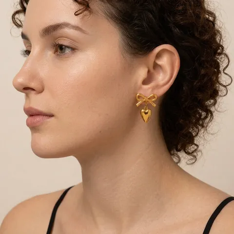 Geometric Evil Eye Heart Dangle Earrings Stainless Steel Gold Plated Bohemian Sun Bowknot Vintage Jewelry Women