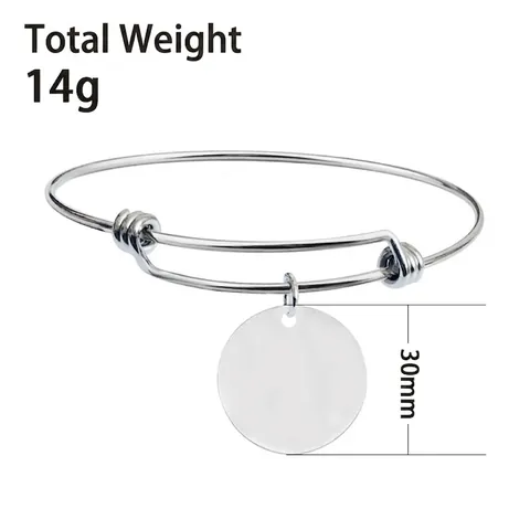 Stainless Steel Expandable Wire Bangle For Women Engraved Inspirational Quote Round Pendant Motivational Bracelet Gift