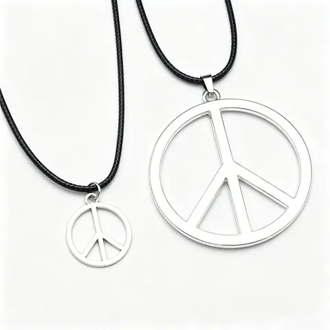 Vintage Legierung Friedenszeichen Anhänger Halskette Anti Krieg Symbol Rund Schmuck Für Herren Damen Alltag Retro Zubehör Silber