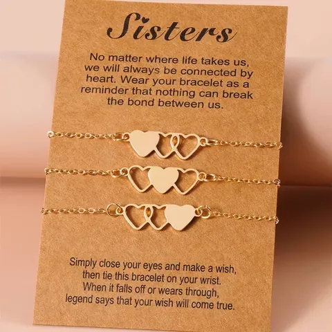 Stainless Steel Heart Braided Bracelet For Sisters Friends Adjustable Cord Friendship Jewelry Gift For Women Teens