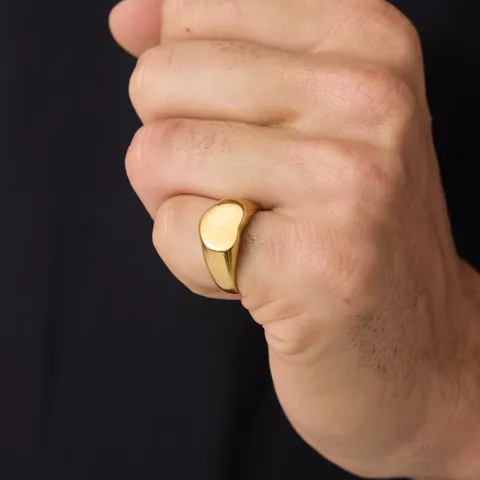 Minimalist 316L Stainless Steel Heart Signet Ring For Women PVD Gold Plated Chunky Polished Mirror Finger Ring Jewelry