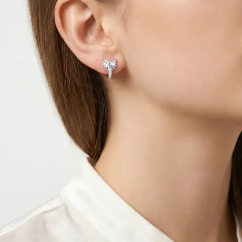 Frische Süße Kupfer Schleife Blume Zirkonia Ohrringe Für Damen Vergoldet Täglicher Schmuck Mit Edelstahl Ohrringpfosten