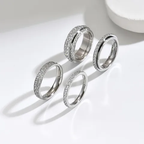 Stainless Steel Gold Rhinestone Rings For Women Flower Heart Bow Shape Minimalist Open Stackable Fashion Jewelry Finger Ring
