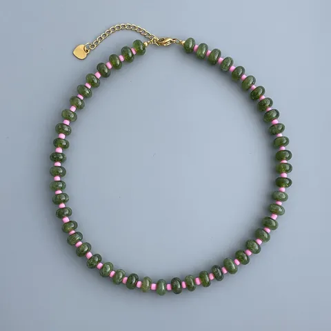 Nuevo Estilo Chino Collar Y Pulsera De Cuentas De Piedra Natural Calcedonia Morada Con Cara Sonriente Joyería De Acero Inoxidable Chapado En Oro Mujer