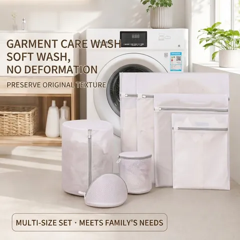 Laundry Mesh Bag Polyester Fine Coarse For Washing Machine Underwear Socks Clothes Care Protective Zippered