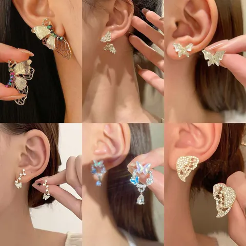 Hollow Butterfly Rose Stud Earrings With 925 Sterling Silver Earring Post Alloy Zirconia Rhinestone Jewelry For Women Gift