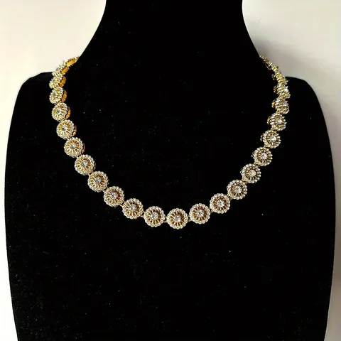 Set Collana e Bracciale con Ciondolo Floreale Traforato Hip Hop Placcato Oro Argento Lega Strass Maglia Cubana