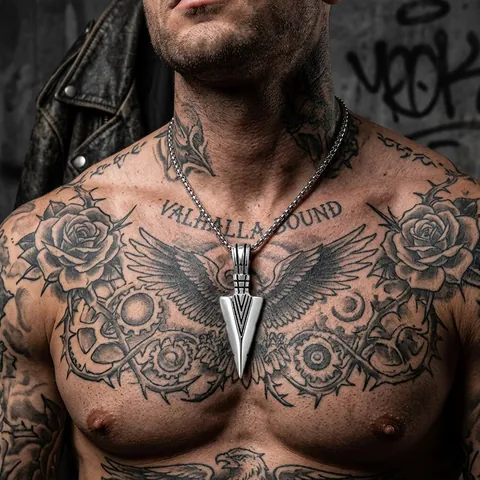 Vintage Stainless Steel Arrowhead Pendant Necklace Retro Tribal Spearhead Charm For Men Women Street Punk Box Chain Jewelry