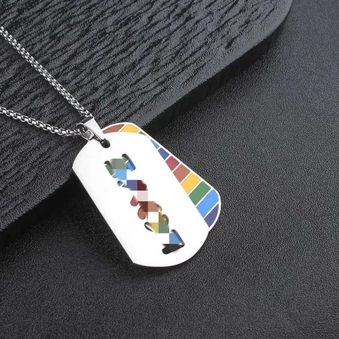 Stainless Steel Double Dog Tag Pendant Necklace For Men Women Rainbow Pride LGBTQ Jewelry Hollow Love Cross Letter Charm