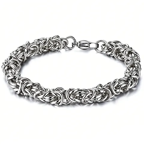 Collar de Cadena Bizantina para Hombre Acero Inoxidable Acero de Titanio Tejido a Mano Punk Hip Hop Joyería Regalo Cadena