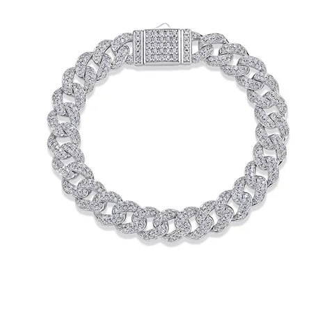 Luxuriöses Moissanit Panzerkette Armband S925 Sterlingsilber Hip Hop Iced Out Brillante Handkette Schmuck Herren Damen