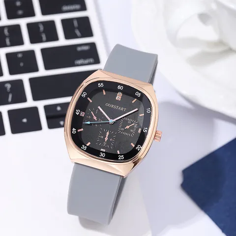 Dames Mode Vierkant Quartz Horloge Met Siliconen Band Strass Versiering Tonneau Kast Casual Sieraden Polshorloge Voor Dagelijks Gebruik