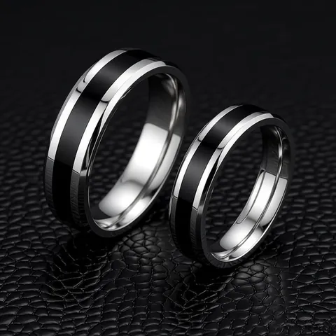 Minimalist 316 Stainless Steel Enamel Oil Drip Ring For Men Women Polished Unisex Classic Couple Band Finger Ring Jewelry Gift