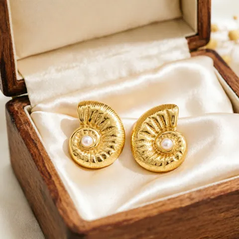 Stainless Steel Ocean Theme Starfish Shell Jellyfish Earrings For Women Summer Vacation Resort Style Artificial Pearl Stud Earrings