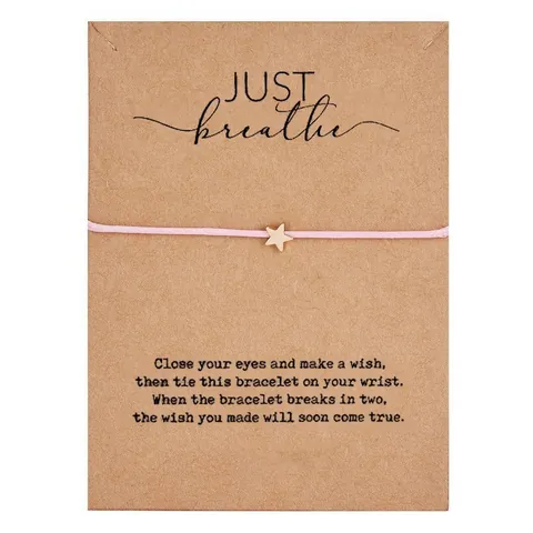 Handgemaakte Sterhanger Wensarmband Voor Dames Meisjes Verstelbaar Koord Minimalistische Vriendschap Sieraden Kraft Kaart