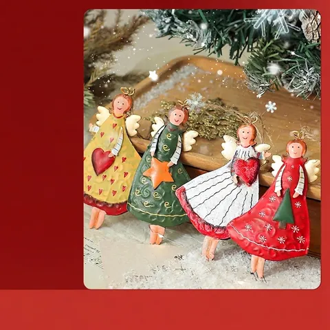 Addobbi Natalizi Appesi Retro Ferro Metallo Angelo Pendenti E Campane Dipinti A Mano Decorazione Albero Di Natale Festivo