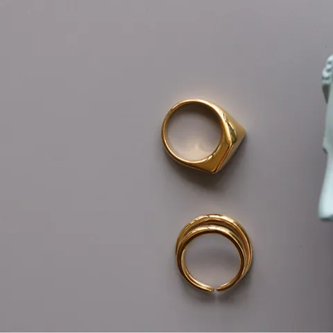 Minimalistische Roestvrij Stalen Gouden Ringen Voor Dames Geometrisch Abstract Gezichtsontwerp Hoogglans Gepolijste Sieraden Open Ring