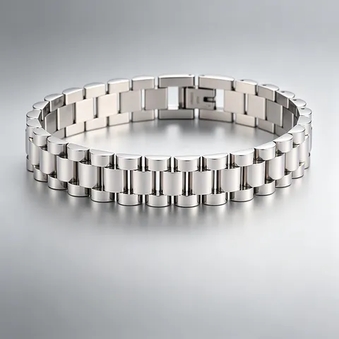 Bracelet ID pour Hommes en Acier Inoxydable Style Bracelet de Montre Réglable Plaque Courbée Bracelet à Maillons pour Hommes Femmes