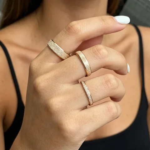 Frosted Stainless Steel Band Ring For Women Men Rose Gold Minimalist Fashion Pinky Finger Couple Jewelry Gift